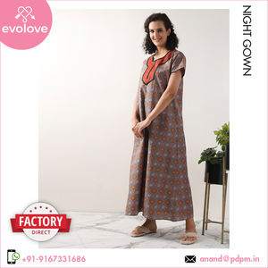 Personnalisé 100% coton fait robe de nuit pour femmes longue robe de nuit vêtements de nuit de véritables acheteurs en gros - Product Image 4