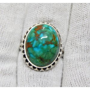Anillo de Plata de Ley 925 hecho a mano, anillo de piedras preciosas turquesas naturales, joyería fina elegante, regalo para ella en el aniversario de la semana del año - Product Image 1