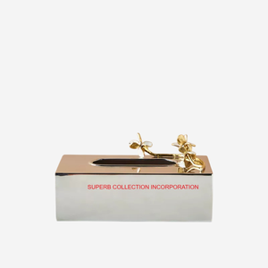 Boîte à mouchoirs en métal fait à la main fleur Accent vente chaude cuivre fini boîte à mouchoirs porte-serviettes en gros hôtel Restaurant fournitures - Product Image 4