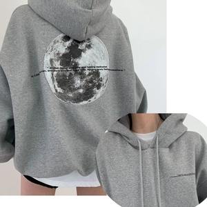 Autumn Winter <b>Men's</b> and Women's Long Sleeve Sweatshirt Cotton Hooded Pullover with Moon Graphic Print <b>Hoodies</b> & Sweatshirts - Product Image 1