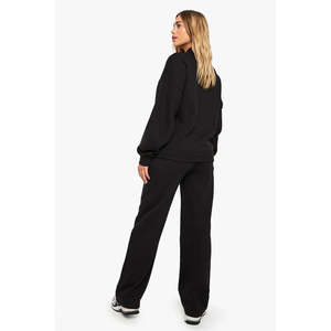 ชุดลำลองสองชิ้นสำหรับผู้หญิง เสื้อครอปแขนยาวผูกเชือกสีพื้น กางเกงขายาวเอวสูงผ่าข้าง ชุดกีฬา - Product Image 2