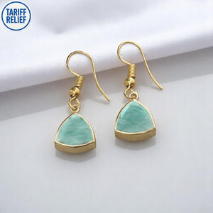 ต่างหูอเมซอนไนต์สำหรับผู้หญิงดีไซน์แบบห้อยชุบทองแบบห้อยทำจากเงินสเตอร์ลิงตัดเป็นล้านล้าน - Product Image 1