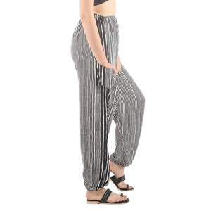 Napat Clothing Zebra <b>Stripe</b> Unisex Drawstring Genie Pants in Black Comfy and Stylish Pants PP0318 020041 01 ready to ship - Product Image 2