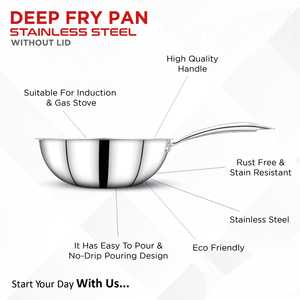 กระทะทอดลึกด้ามเป็นสแตนเลสสตีลไม่มีฝาดีไซน์ทนทานเครื่องครัวเกรดอาหารทำความสะอาดง่ายแปลกใหม่ส่องแสง - Product Image 6