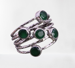 925แหวนเงินสเตอร์ลิงสีเขียวนิลสปินเนอร์เงินสเตอร์ลิงทำด้วยมือเครื่องประดับอัญมณีทรงหลังเบี้ยธรรมชาติเครื่องประดับแหวนประทับ925 - Product Image 1