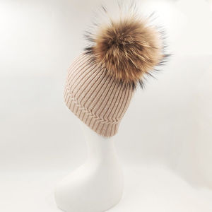2025 hiver tricot broderie manchette fourrure Bobble tricot chapeau bonnet avec fourrure pompon jacquard bonnets - Product Image 4