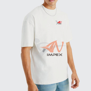 Custom TShirt Men'S Cotton Heavyweight 300gsm Oversized T-shirt Drop Shoulder Streetwear Blank Boxy Fit Rib Neck TShirt for Men - Product Image 5