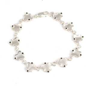 925 Sterling Silver Ayar Crystal Butterfly <b>Bracelet</b> with Black Round Stone Everyday Wear for Women - Product Image 1