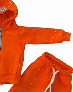 Sweats à capuche personnalisés avec strass, manches longues, fermeture éclair, pour adultes, 100% coton molletonné, poids lourd pour l'hiver, ensemble de survêtement assorti, faible MOQ - Product Image 6