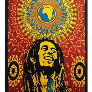 Bob Marley Um Mundo Cartaz Psicodélico Indiano Cigano Boêmio Multi cor Parede Pendurado Étnico Tapeçarias Decorativas Dormitório Casa