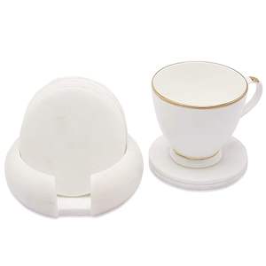 Posavasos de mármol blanco Premium hecho a mano con soporte Posavasos de piedra natural de estilo clásico para mesa - Product Image 4