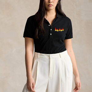 Por encargo transpirable 100% algodón manga corta negro 5 botones Polo camisas para mujeres de moda cómoda mujer Polo - Product Image 1