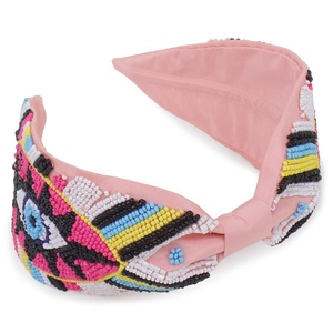 Bandeau de cheveux multicolore de haute qualité 2022 fait à la main pour femmes et enfants, bandeau de tête brodé perlé mauvais œil - Product Image 2