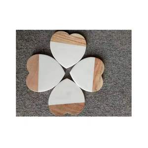 Posavasos de madera de mármol de empalme con logotipo personalizado para bebidas, tazas, bebidas, juego de posavasos de madera cuadrados redondos - Product Image 6