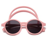 2026 Custom Logo Fashion Cute Baby Boy Girl Protection Silicone Round Sun Glasses UV400 Polarized Kids Sunglasses With Strap