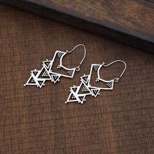 Exclusif Triangle 925 Boucles d'oreilles en argent sterling Femmes Mode Boucles d'oreilles fines Bijoux - Product Image 4