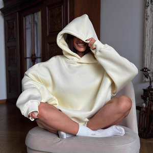 Pull Sweat Manches Longues Coton Polyester Printemps-Hoodies Puff Impression Brodé Uni Teint Solide - Product Image 3