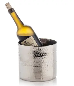 Seau à vin martelé en acier inoxydable de vente élevée support de refroidisseur de vin de bouteille unique décoratif fini poli