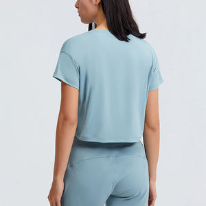 American Trendy <b>Women's</b> Pure Cotton Solid Breathable Streetwear <b>V</b>-<b>Neck</b> Summer Short Sleeve Loose Fit <b>T</b>-<b>Shirt</b> - Product Image 4