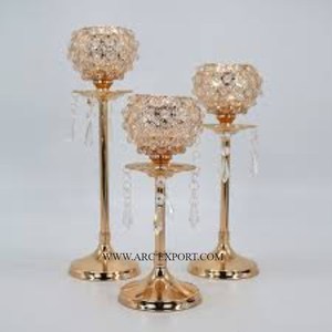 Ensemble de 2 pièces de table en argent et or, centre de table décoratif, bougeoir votif, fêtes de mariage, support votif en métal de grande taille de luxe - Product Image 2