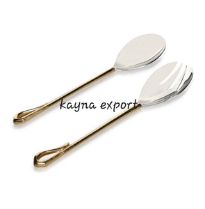 Juego de 2 cucharas de servicio de metal 304 de acero inoxidable para uso en restaurante y hogar moderno, juegos de vajilla de lujo, cubiertos - Product Image 6