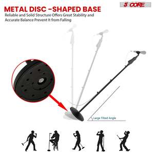 5 Core Microphone Stand Universal Floor Height Adjustable 35 to 57 Round Base Mic Stands Quick Setting <b>Lock</b>-<b>Tight</b> Knob w 5/8 - Product Image 6
