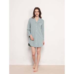 Camisón de punto transpirable y suave con cuello de muesca para mujer, con logo personalizado, camiseta de bambú, vestido de descanso, camisón. - Product Image 2