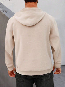 เสื้อฮู้ดซิป 1/4 แบบเรียบ ขายส่ง สำหรับผู้ชายและผู้หญิง |   เสื้อฮู้ดซิป 1/4 ผ้าฟลีซคอตตอนเนื้อหนา พิมพ์ลายตามสั่ง - Product Image 2