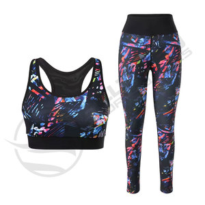 Sujetador deportivo sublimado OEM personalizado con mallas de yoga impresas, conjuntos de yoga funcionales, conjuntos de gimnasio para mujer - Product Image 1