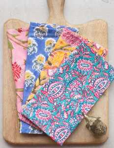 Serviette de table indienne en coton imprimé bloc à main 18x18 Cm pour la vente en gros de serviettes imprimées en bloc à main fabrication jhelum - Product Image 2