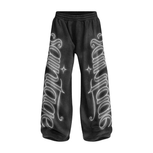 Customize Distressed <b>Flared</b> Pants Trousers Cotton Fleece <b>Sweatpants</b> <b>Wholesale</b> - Product Image 2