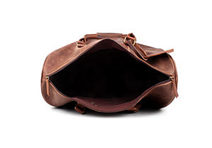 Sac polochon fait main en cuir véritable pleine fleur Style vintage en cuir de buffle bagage de voyage de nuit avec fermeture à glissière - Product Image 6