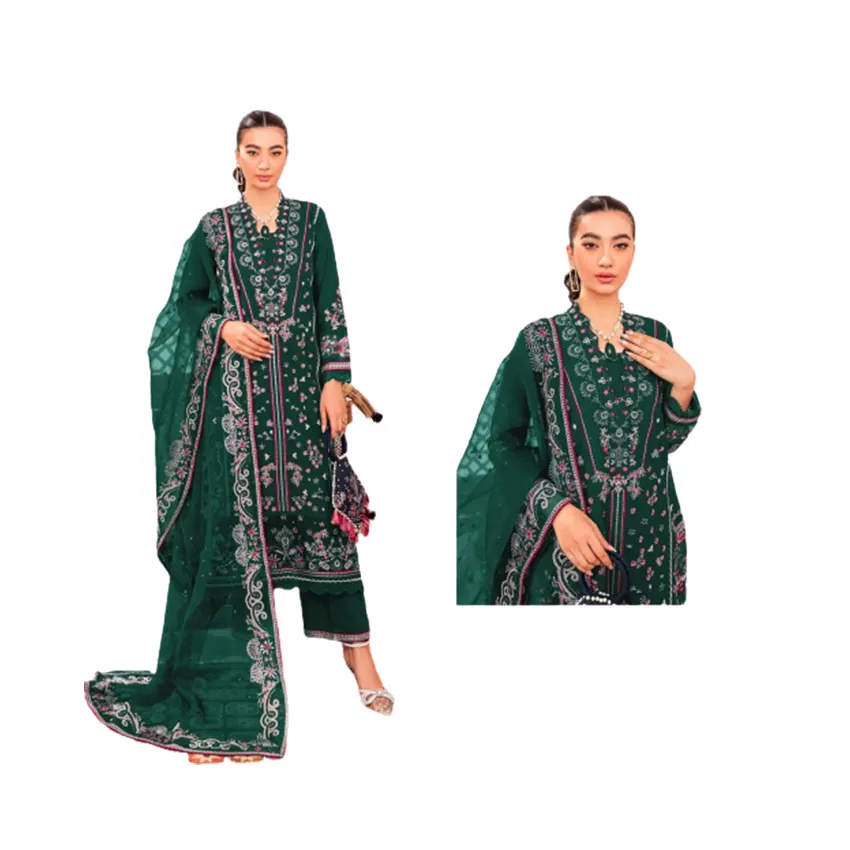 2023 penjualan terbaik indah pakaian pesta mewah pakaian etnik Georgette bordir desainer Pakistan setelan dari grosir