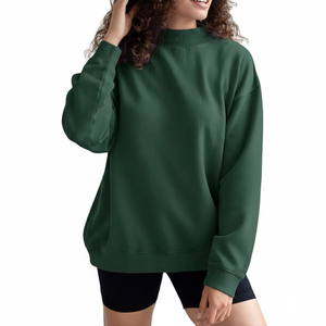 Women Oversized Stand Collar Printed <b>Sweatshirt</b> Thick <b>Fleece</b> Pullover Casual Soft Cozy Streetwear Warm Autumn Winter Badge - Product Image 1