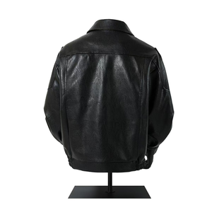 Blouson en cuir pour homme avec logo personnalisé, coupe et couture sur mesure, col montant, emplacement logo avant - Étiquettes personnalisées en gros, coupe-vent et imperméable - Product Image 2