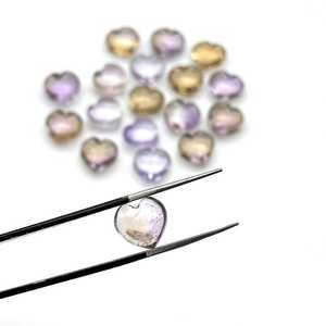 Perles de cœur en amétrine, pierres précieuses lisses, breloques en forme de cœur pour la fabrication de bijoux - Product Image 2