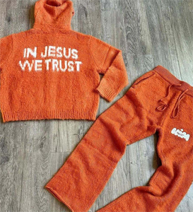 OEM ODM Custom Men's Mohair Tracksuit Set Fashion Casual Street Style Sweatpants <b>Sweater</b> Sweatpants Casual Wear - Product Image 3