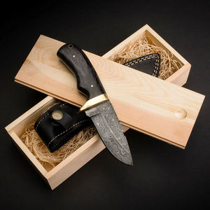 Couteau à désosser en acier Damas personnalisable, motif goutte de pluie, manche OEM, lame pleine soie à pointe tombante, pour la chasse et le désossage, avec étui en cuir - Product Image 6