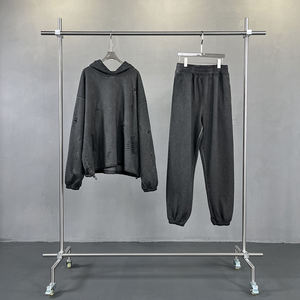 เสื้อวอร์มฝรั่งเศสเทอร์รี่ใส่ได้ทั้งชายและหญิงเสื้อสเวตเตอร์สีซีดซีดซีดซีดมีรอยขาดโอเวอร์ไซส์ - Product Image 4