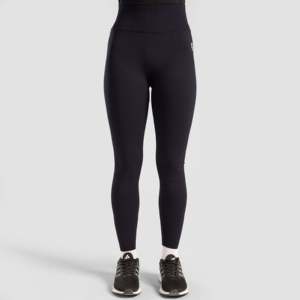 Leggings de sport BodyBounce noirs, taille plus XS-XXL, taille élastique, collants de gym respirants en Spandex/Nylon, caractéristiques fitness - Product Image 2