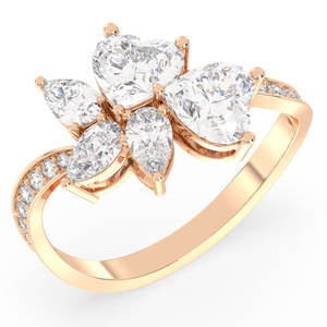 REYES Diseño Floral Chapado en oro rosa con Plata de Ley 925 Anillo de moissanita de 2,19 quilates para mujer Joyería fina en forma de corazón - Product Image 2