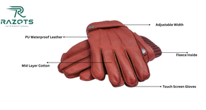 Guantes de Cuero Duraderos, Térmicos y Transpirables con Pantalla Táctil para Uso Diario al Aire Libre - Product Image 5