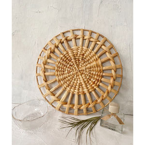 Vente en gros artisanal décoration murale suspendue bohème décoration rustique napperons de table ronds en jacinthe d'eau - Product Image 2