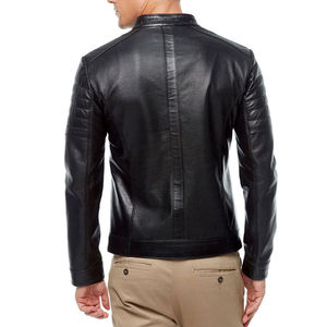 2025 venta al por mayor con capucha frontal logotipo personalizado chaquetas de bombardero de cuero para hombres hechas a mano de cuero de vaca puro manga larga prendas de vestir exteriores elegantes - Product Image 3