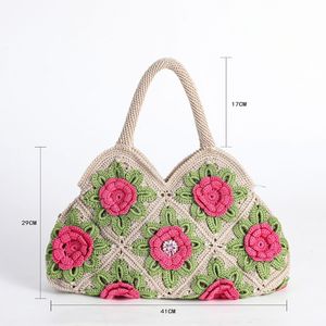 Bolso Tote Hecho a Mano con Flores de Crochet, Personalizable, Venta al Por Mayor, para Uso Diario y Ocasiones Especiales, para Mujer - Product Image 6