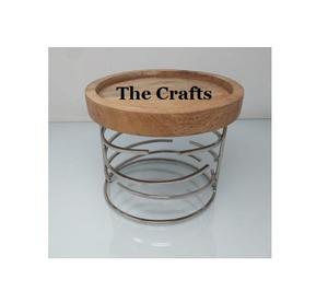 Aluminium And Wooden Cake Serving <b>Stand</b> With Mother Of Pearl <b>Work</b> Cake Serving <b>Stand</b> At Bestest Price - Product Image 2