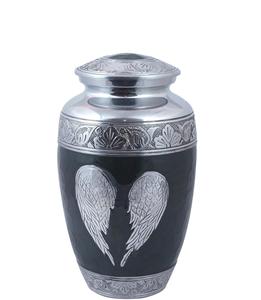 Urne funéraire gravée en argent pour cendres humaines Urne funéraire adulte Fabriquée à la main Grande urne funéraire pour cendres humaines Aile d'ange Coeur-2 - Product Image 3