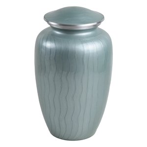 Urnes de crémation en aluminium émail blanc avec bande d'argent Urne funéraire commémorative pour les services funéraires Urnes pour adultes - Product Image 2