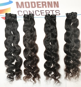 Venta al por mayor 100% extensiones de cabello humano natural sin procesar indio templo Bodywave largo color negro recto estilo de onda profunda - Product Image 6