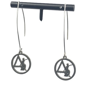 Rotondo Delta DST confraternita 925 Sterling Silver Hook orecchini stile classico in acciaio inox triangolo Fortitude signora orecchino pendente - Product Image 1